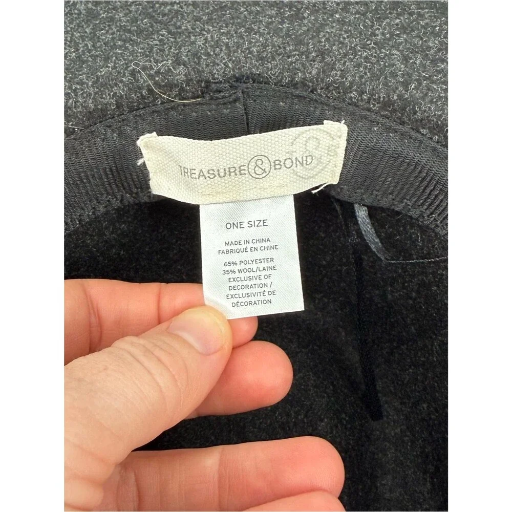 Treasure & Bond Wide Brim Wool Blend Fedora Hat | Charcoal | One Size